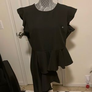 Black ruffle peplum top